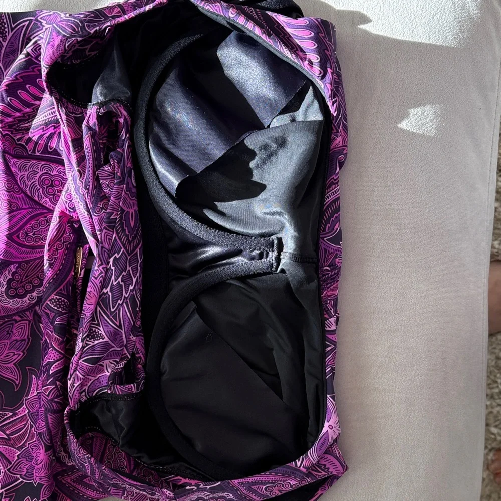 Lands' End Women's Purple and Black Paisley Swimsuit, size 18W - Picture 3 of 8